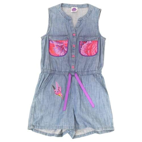 FLORAL DENIM ROMPER