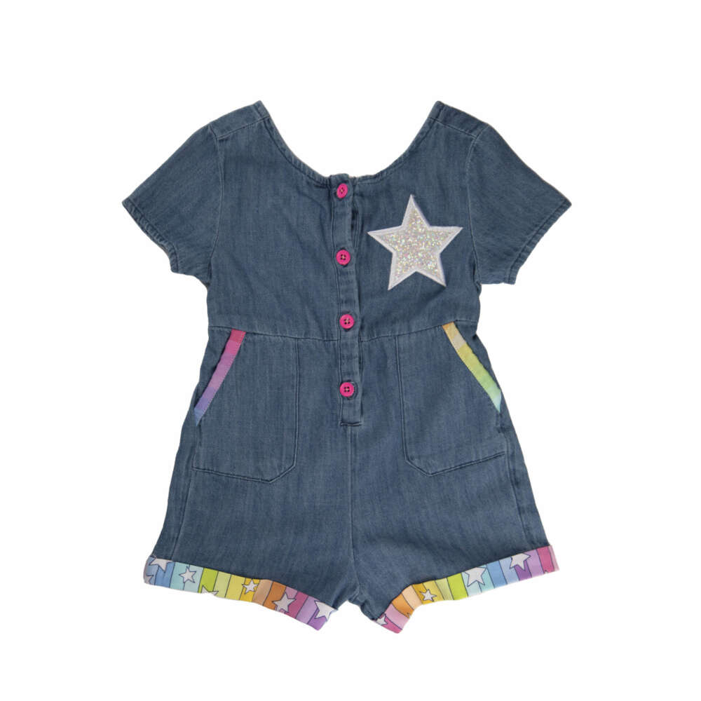 Shinning Star Denim Romper