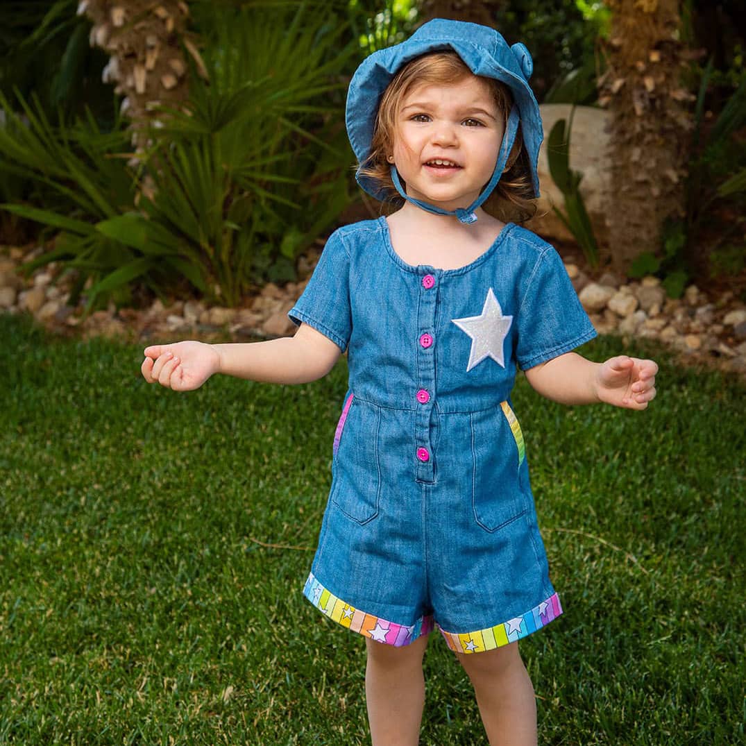 Shinning Star Denim Romper