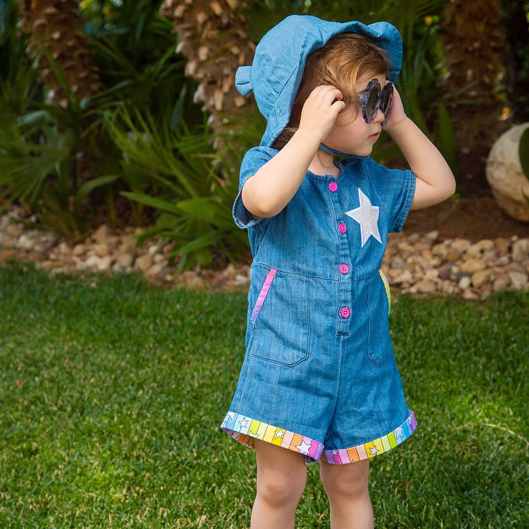 Shinning Star Denim Romper