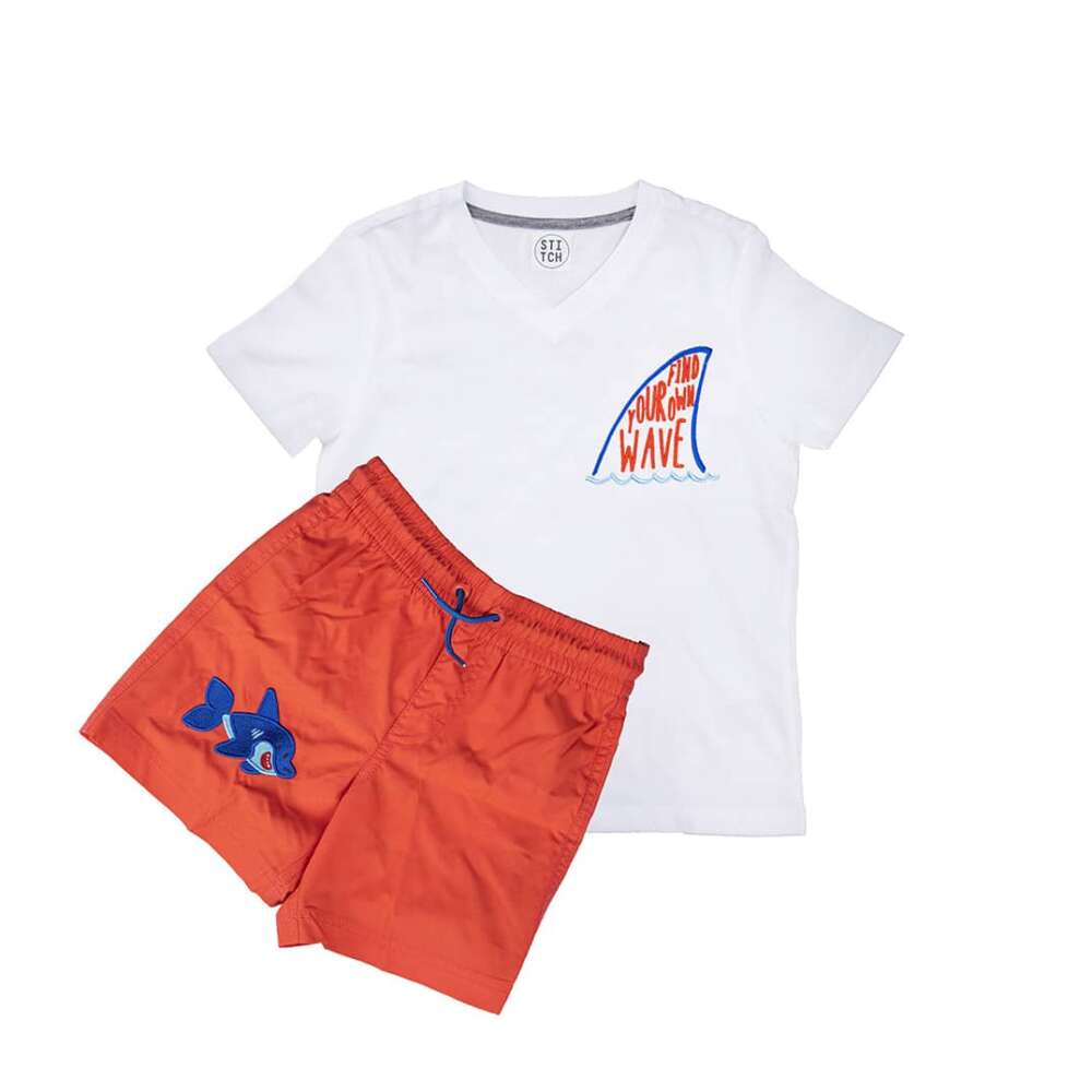 Shark Swim Shorts & T-shirt Set