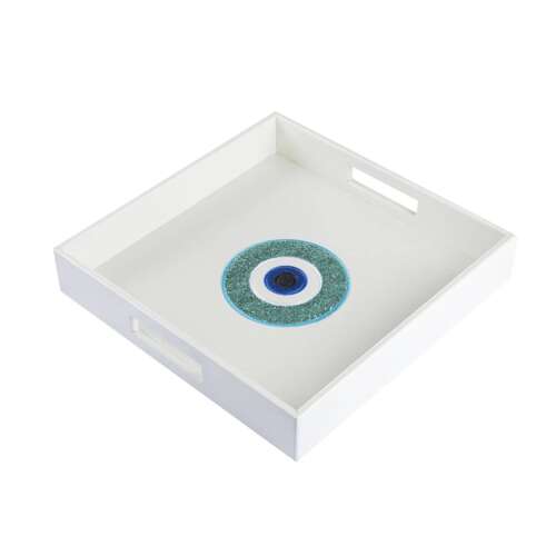 White Eye Glitter leather Trays