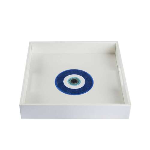 White Eye Glitter leather Trays